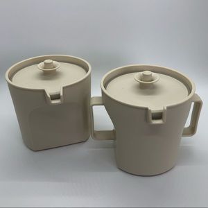 Tupperware Set of 2 Cream & Sugar Servers Almond